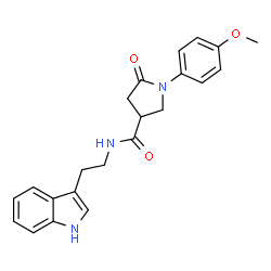 ChemSpider 2D Image | N-[2-(1H-Indol-3-yl)ethyl]-1-(4-methoxyphenyl)-5-oxo-3-pyrrolidinecarboxamide | C22H23N3O3