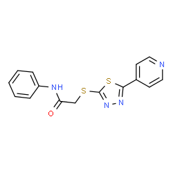 ChemSpider 2D Image | N-Phenyl-2-{[5-(4-pyridinyl)-1,3,4-thiadiazol-2-yl]sulfanyl}acetamide | C15H12N4OS2