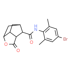 ChemSpider 2D Image | N-(4-Bromo-2,6-dimethylphenyl)-5-oxo-4-oxatricyclo[4.2.1.0~3,7~]nonane-9-carboxamide | C17H18BrNO3