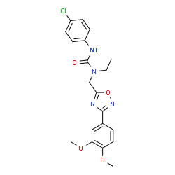 ChemSpider 2D Image | 3-(4-Chlorophenyl)-1-{[3-(3,4-dimethoxyphenyl)-1,2,4-oxadiazol-5-yl]methyl}-1-ethylurea | C20H21ClN4O4