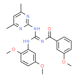 ChemSpider 2D Image | N-{(E)-[(2,5-Dimethoxyphenyl)amino][(4,6-dimethylpyrimidin-2-yl)amino]methylene}-3-methoxybenzamide | C23H25N5O4