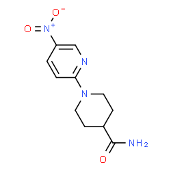ChemSpider 2D Image | 1-(5-Nitro-2-pyridinyl)-4-piperidinecarboxamide | C11H14N4O3