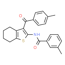 ChemSpider 2D Image | 3-Methyl-N-[3-(4-methylbenzoyl)-4,5,6,7-tetrahydro-1-benzothiophen-2-yl]benzamide | C24H23NO2S