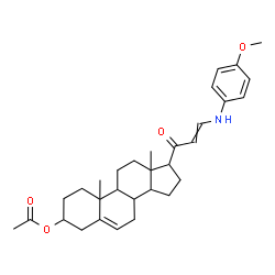 ChemSpider 2D Image | 17-{3-[(4-Methoxyphenyl)amino]acryloyl}-10,13-dimethyl-2,3,4,7,8,9,10,11,12,13,14,15,16,17-tetradecahydro-1H-cyclopenta[a]phenanthren-3-yl acetate | C31H41NO4
