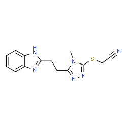 ChemSpider 2D Image | 2-[[5-[2-(1H-benzimidazol-2-yl)ethyl]-4-methyl-1,2,4-triazol-3-yl]thio]acetonitrile | C14H14N6S