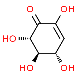 ChemSpider 2D Image | (4S,5R,6S)-2,4,5,6-Tetrahydroxy-2-cyclohexen-1-one | C6H8O5