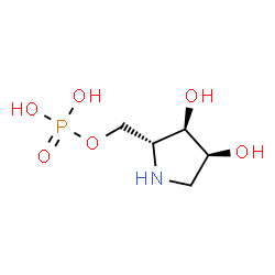 ChemSpider 2D Image | [(2R,3R,4S)-3,4-Dihydroxy-2-pyrrolidinyl]methyl dihydrogen phosphate | C5H12NO6P