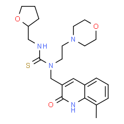 ChemSpider 2D Image | 1-[(8-Methyl-2-oxo-1,2-dihydro-3-quinolinyl)methyl]-1-[2-(4-morpholinyl)ethyl]-3-(tetrahydro-2-furanylmethyl)thiourea | C23H32N4O3S
