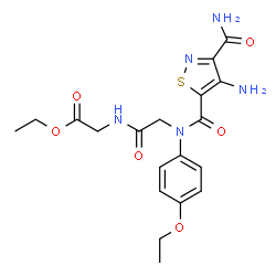 ChemSpider 2D Image | Ethyl N-[(4-amino-3-carbamoyl-1,2-thiazol-5-yl)carbonyl]-N-(4-ethoxyphenyl)glycylglycinate | C19H23N5O6S