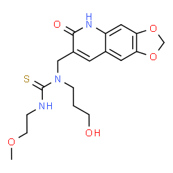ChemSpider 2D Image | 1-(3-Hydroxypropyl)-3-(2-methoxyethyl)-1-[(6-oxo-5,6-dihydro[1,3]dioxolo[4,5-g]quinolin-7-yl)methyl]thiourea | C18H23N3O5S