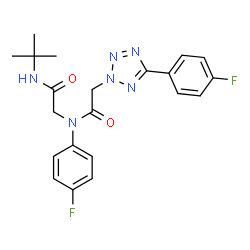ChemSpider 2D Image | N~2~-(4-Fluorophenyl)-N~2~-{[5-(4-fluorophenyl)-2H-tetrazol-2-yl]acetyl}-N-(2-methyl-2-propanyl)glycinamide | C21H22F2N6O2