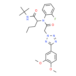 ChemSpider 2D Image | N~2~-{[5-(3,4-Dimethoxyphenyl)-2H-tetrazol-2-yl]acetyl}-N~2~-(2-fluorophenyl)-N-(2-methyl-2-propanyl)norvalinamide | C26H33FN6O4