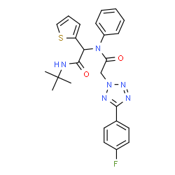 ChemSpider 2D Image | 2-[5-(4-Fluorophenyl)-2H-tetrazol-2-yl]-N-{2-[(2-methyl-2-propanyl)amino]-2-oxo-1-(2-thienyl)ethyl}-N-phenylacetamide | C25H25FN6O2S