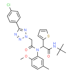 ChemSpider 2D Image | 2-[5-(4-Chlorophenyl)-2H-tetrazol-2-yl]-N-(2-methoxy-5-methylphenyl)-N-{2-[(2-methyl-2-propanyl)amino]-2-oxo-1-(2-thienyl)ethyl}acetamide | C27H29ClN6O3S