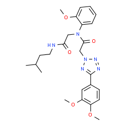 ChemSpider 2D Image | N~2~-{[5-(3,4-Dimethoxyphenyl)-2H-tetrazol-2-yl]acetyl}-N~2~-(2-methoxyphenyl)-N-(3-methylbutyl)glycinamide | C25H32N6O5
