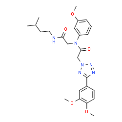 ChemSpider 2D Image | N~2~-{[5-(3,4-Dimethoxyphenyl)-2H-tetrazol-2-yl]acetyl}-N~2~-(3-methoxyphenyl)-N-(3-methylbutyl)glycinamide | C25H32N6O5