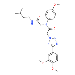 ChemSpider 2D Image | N~2~-{[5-(3,4-Dimethoxyphenyl)-2H-tetrazol-2-yl]acetyl}-N~2~-(4-methoxyphenyl)-N-(3-methylbutyl)glycinamide | C25H32N6O5