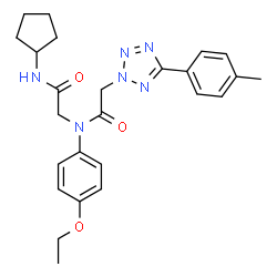 ChemSpider 2D Image | N-Cyclopentyl-N~2~-(4-ethoxyphenyl)-N~2~-{[5-(4-methylphenyl)-2H-tetrazol-2-yl]acetyl}glycinamide | C25H30N6O3
