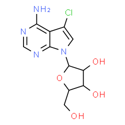 ChemSpider 2D Image | 5-Chloro-7-pentofuranosyl-7H-pyrrolo[2,3-d]pyrimidin-4-amine | C11H13ClN4O4