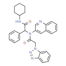 ChemSpider 2D Image | 2-(1H-Benzotriazol-1-yl)-N-[2-(cyclohexylamino)-2-oxo-1-phenylethyl]-N-(3-quinolinyl)acetamide | C31H30N6O2