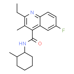 ChemSpider 2D Image | 2-Ethyl-6-fluoro-3-methyl-N-(2-methylcyclohexyl)-4-quinolinecarboxamide | C20H25FN2O