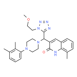 ChemSpider 2D Image | 3-{[4-(2,3-Dimethylphenyl)-1-piperazinyl][1-(2-methoxyethyl)-1H-tetrazol-5-yl]methyl}-8-methyl-2(1H)-quinolinone | C27H33N7O2