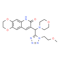 ChemSpider 2D Image | 8-{[1-(2-Methoxyethyl)-1H-tetrazol-5-yl](4-morpholinyl)methyl}-2,3-dihydro[1,4]dioxino[2,3-g]quinolin-7(6H)-one | C20H24N6O5