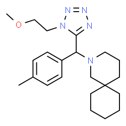 ChemSpider 2D Image | 2-{[1-(2-Methoxyethyl)-1H-tetrazol-5-yl](4-methylphenyl)methyl}-2-azaspiro[5.5]undecane | C22H33N5O