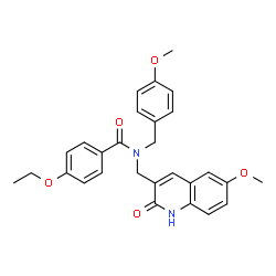ChemSpider 2D Image | 4-Ethoxy-N-(4-methoxybenzyl)-N-[(6-methoxy-2-oxo-1,2-dihydro-3-quinolinyl)methyl]benzamide | C28H28N2O5