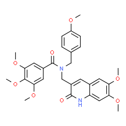 ChemSpider 2D Image | N-[(6,7-Dimethoxy-2-oxo-1,2-dihydro-3-quinolinyl)methyl]-3,4,5-trimethoxy-N-(4-methoxybenzyl)benzamide | C30H32N2O8