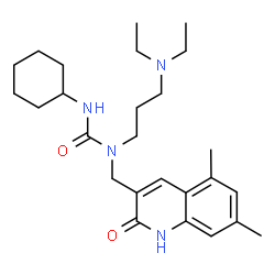 ChemSpider 2D Image | 3-Cyclohexyl-1-[3-(diethylamino)propyl]-1-[(5,7-dimethyl-2-oxo-1,2-dihydro-3-quinolinyl)methyl]urea | C26H40N4O2