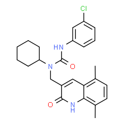 ChemSpider 2D Image | 3-(3-Chlorophenyl)-1-cyclohexyl-1-[(5,8-dimethyl-2-oxo-1,2-dihydro-3-quinolinyl)methyl]urea | C25H28ClN3O2