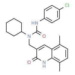 ChemSpider 2D Image | 3-(4-Chlorophenyl)-1-cyclohexyl-1-[(5,8-dimethyl-2-oxo-1,2-dihydro-3-quinolinyl)methyl]urea | C25H28ClN3O2