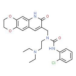 ChemSpider 2D Image | 3-(2-Chlorophenyl)-1-[2-(diethylamino)ethyl]-1-[(7-oxo-2,3,6,7-tetrahydro[1,4]dioxino[2,3-g]quinolin-8-yl)methyl]urea | C25H29ClN4O4