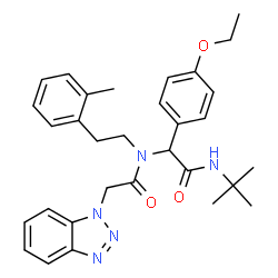 ChemSpider 2D Image | 2-(1H-Benzotriazol-1-yl)-N-{1-(4-ethoxyphenyl)-2-[(2-methyl-2-propanyl)amino]-2-oxoethyl}-N-[2-(2-methylphenyl)ethyl]acetamide | C31H37N5O3