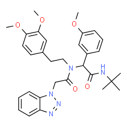 ChemSpider 2D Image | 2-(1H-Benzotriazol-1-yl)-N-[2-(3,4-dimethoxyphenyl)ethyl]-N-{1-(3-methoxyphenyl)-2-[(2-methyl-2-propanyl)amino]-2-oxoethyl}acetamide | C31H37N5O5
