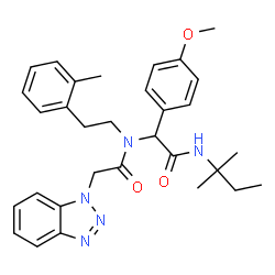 ChemSpider 2D Image | 2-(1H-Benzotriazol-1-yl)-N-{1-(4-methoxyphenyl)-2-[(2-methyl-2-butanyl)amino]-2-oxoethyl}-N-[2-(2-methylphenyl)ethyl]acetamide | C31H37N5O3