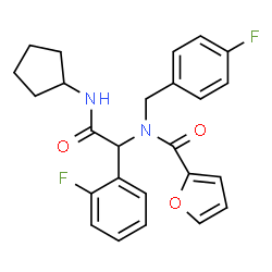 ChemSpider 2D Image | N-[2-(Cyclopentylamino)-1-(2-fluorophenyl)-2-oxoethyl]-N-(4-fluorobenzyl)-2-furamide | C25H24F2N2O3