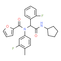 ChemSpider 2D Image | N-[2-(Cyclopentylamino)-1-(2-fluorophenyl)-2-oxoethyl]-N-(3-fluoro-4-methylphenyl)-2-furamide | C25H24F2N2O3