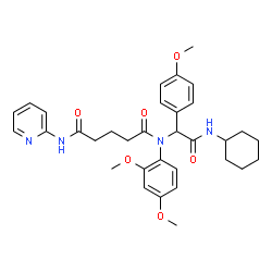 ChemSpider 2D Image | N-[2-(Cyclohexylamino)-1-(4-methoxyphenyl)-2-oxoethyl]-N-(2,4-dimethoxyphenyl)-N'-(2-pyridinyl)pentanediamide | C33H40N4O6