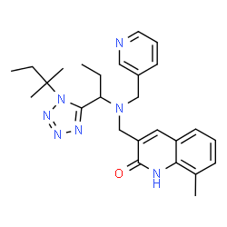 ChemSpider 2D Image | 8-Methyl-3-{[{1-[1-(2-methyl-2-butanyl)-1H-tetrazol-5-yl]propyl}(3-pyridinylmethyl)amino]methyl}-2(1H)-quinolinone | C26H33N7O