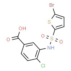 ChemSpider 2D Image | 3-{[(5-Bromo-2-thienyl)sulfonyl]amino}-4-chlorobenzoic acid | C11H7BrClNO4S2