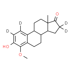ChemSpider 2D Image | 3-Hydroxy-4-methoxy(1,2,16,16-~2~H_4_)estra-1(10),2,4-trien-17-one | C19H20D4O3