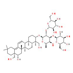 ChemSpider 2D Image | (3beta,16beta)-16,23,28-Trihydroxyoleana-11,13(18)-dien-3-yl beta-D-glucopyranosyl-(1->2)-[beta-D-glucopyranosyl-(1->3)]-6-deoxy-beta-D-galactopyranoside | C48H78O18