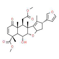 ChemSpider 2D Image | Methyl (2R,4aS,5R,6R,9aR,10S,10aR)-2-(3-furyl)-5-hydroxy-10-(2-methoxy-2-oxoethyl)-1,6,9a,10a-tetramethyl-9-oxo-3,3a,4a,5,5a,6,9,9a,10,10a-decahydro-2H-cyclopenta[b]naphtho[2,3-d]furan-6-carboxylate | C28H34O8