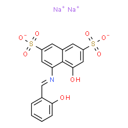 ChemSpider 2D Image | disodium 4-hydroxy-5-[(E)-(2-hydroxyphenyl)methyleneamino]naphthalene-2,7-disulfonate | C17H11NNa2O8S2