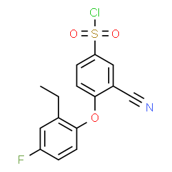 ChemSpider 2D Image | 3-Cyano-4-(2-ethyl-4-fluorophenoxy)benzenesulfonyl chloride | C15H11ClFNO3S