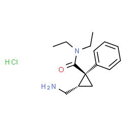 ChemSpider 2D Image | (1S,2S)-2-(Aminomethyl)-N,N-diethyl-1-phenylcyclopropanecarboxamide hydrochloride (1:1) | C15H23ClN2O