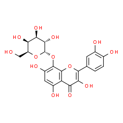 ChemSpider 2D Image | 2-(3,4-Dihydroxyphenyl)-3,5,7-trihydroxy-4-oxo-4H-chromen-8-yl alpha-L-galactopyranoside | C21H20O13