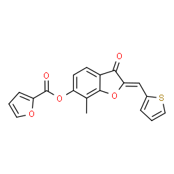 ChemSpider 2D Image | (2Z)-7-Methyl-3-oxo-2-(2-thienylmethylene)-2,3-dihydro-1-benzofuran-6-yl 2-furoate | C19H12O5S